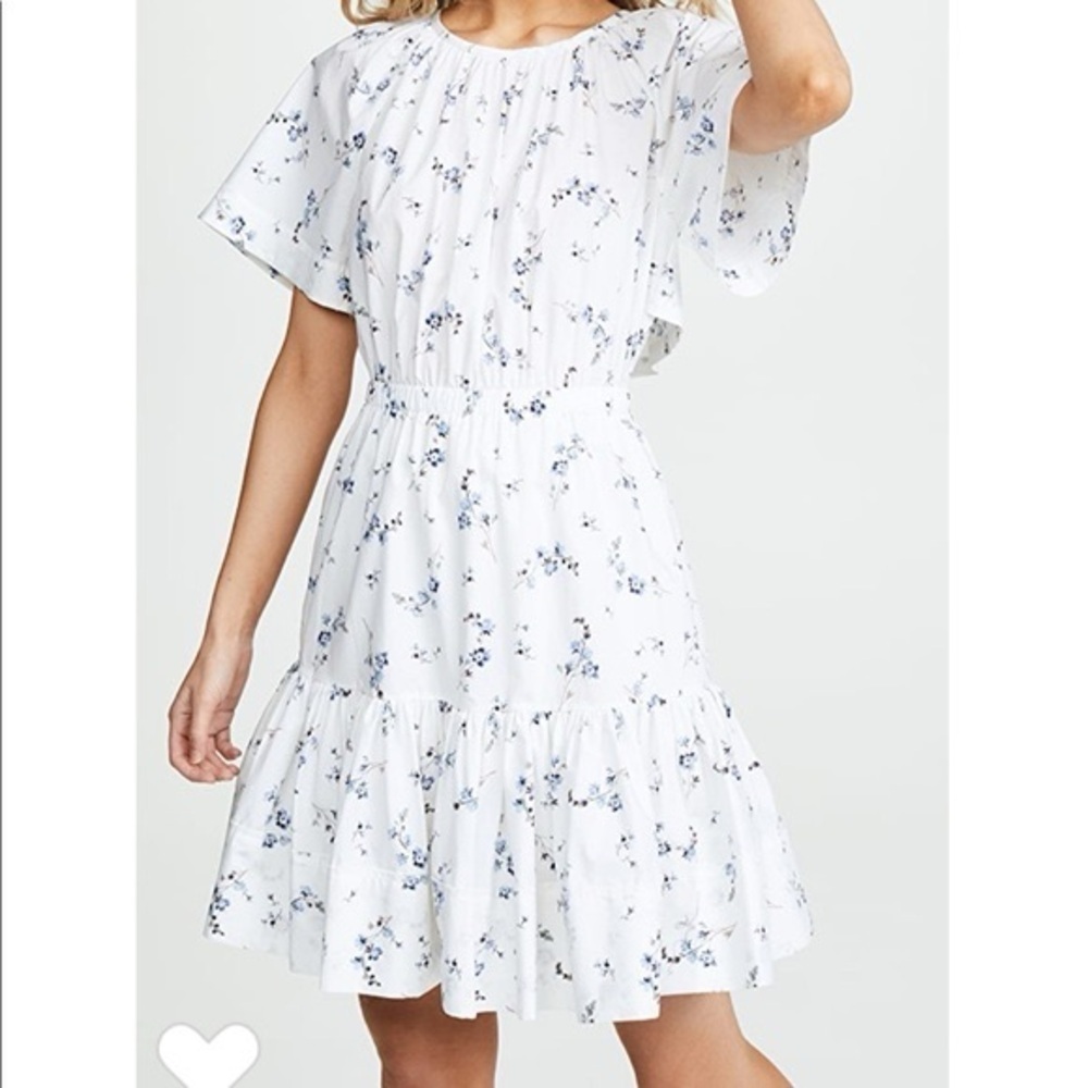 Rebecca Taylor White and Blue Floral Mini Dress